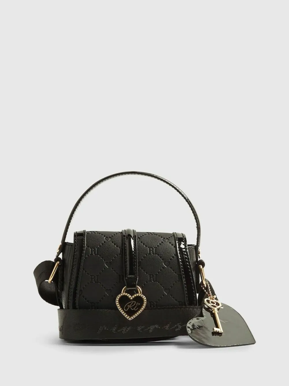 River Island Black Heart Monogram Kendal Cross-Body Bag^ Bags
