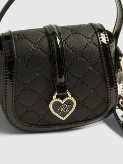 River Island Black Heart Monogram Kendal Cross-Body Bag^ Bags
