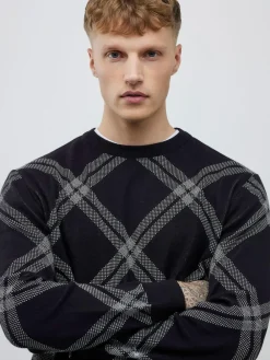 Online River Island Black Knitted Check Print Jumper