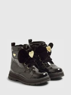 River Island Black Patent Monogram Boots^ Baby Boots|Boots