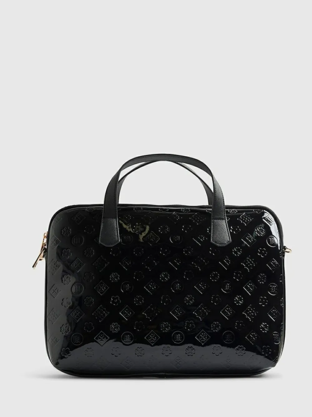 River Island Black Patent Monogram Laptop Case Bag^Women Bags