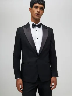 River Island Black Plain Slim Tux Jacket