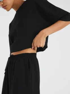 Online River Island Premium Wide Leg Joggers Black