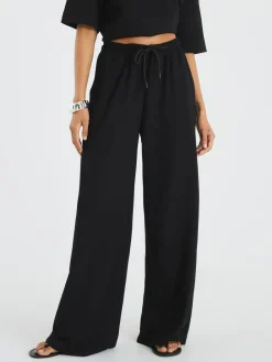 Online River Island Premium Wide Leg Joggers Black