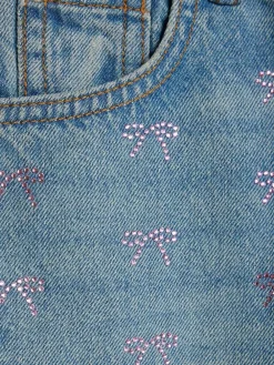 Hot River Island Blue Bow Hotfix Straight Leg Jeans