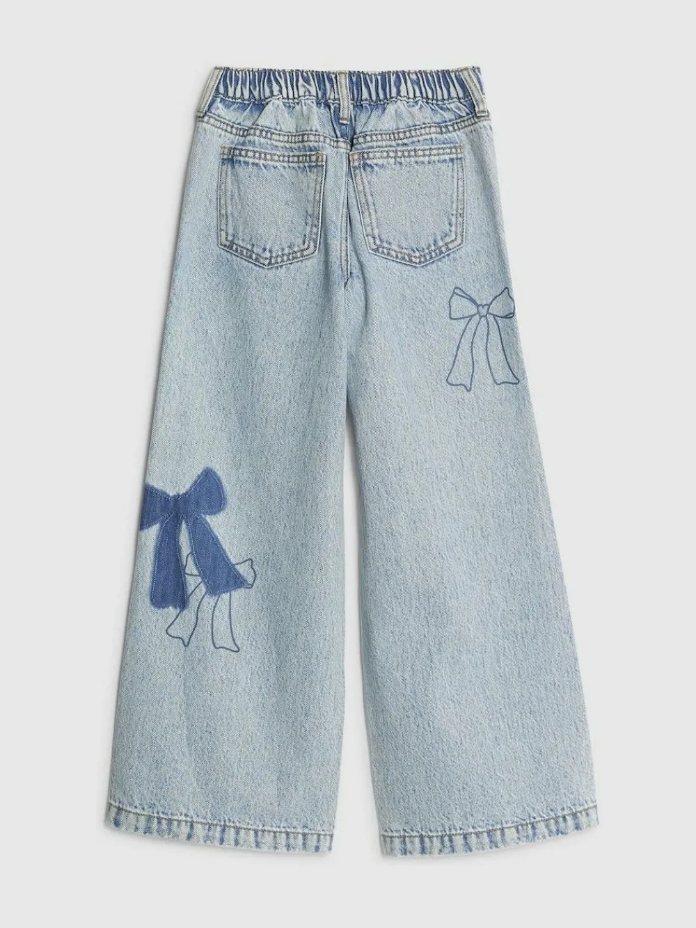 River Island Blue Bow Patchwork Wide Leg Jeans