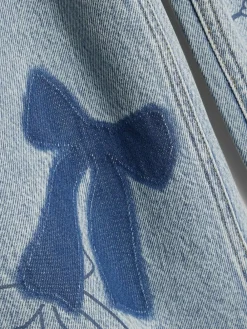 River Island Blue Bow Patchwork Wide Leg Jeans