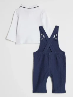 River Island Blue Long Sleeve Polo & Dungaree Set^BOY Dungarees