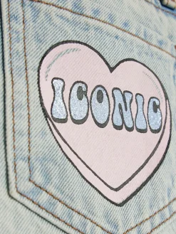 Discount River Island Blue Loveheart Graffiti Straight Leg Jeans