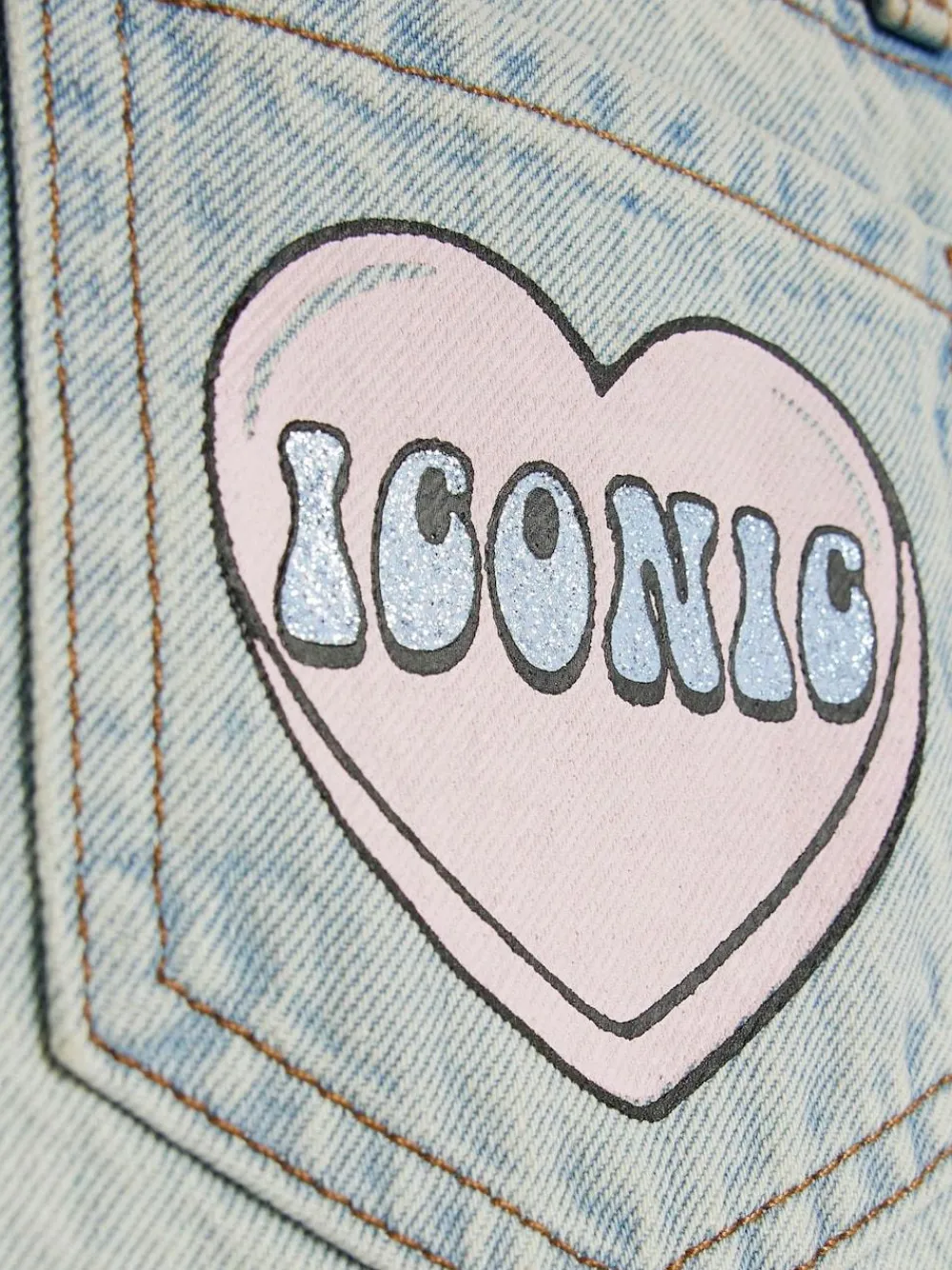 Discount River Island Blue Loveheart Graffiti Straight Leg Jeans