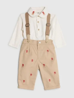 River Island Brown Baby Boys Gingerbread Dungaree Set^BOY Dungarees