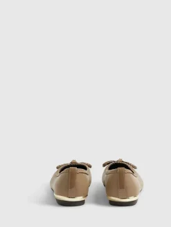 Online River Island Brown Bow Ballet Flats
