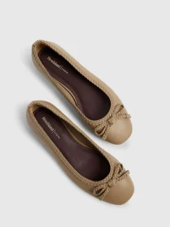 Online River Island Brown Bow Ballet Flats