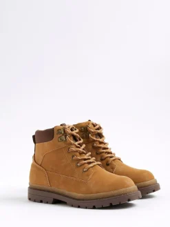River Island Brown Boys Worker Boots^BOY Boots|Boots