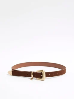 Clearance River Island Brown Bubble Buckle Suede Belt