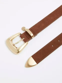 Clearance River Island Brown Bubble Buckle Suede Belt
