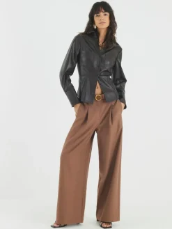 River Island Brown Easy Belted Wide Leg Trousers^Women Pants