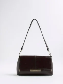 Outlet River Island Burgundy Bar Front Clutch Bag