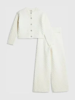 River Island Cream Cable Cardigan & Trousers Set^ Knitwear & Sweaters|Knitwear