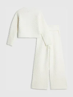 River Island Cream Cable Cardigan & Trousers Set^ Knitwear & Sweaters|Knitwear