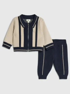 River Island Cream Colour Blocked Zip Through Knitted Set^ Knitwear|Knitwear