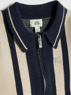 River Island Cream Colour Blocked Zip Through Knitted Set^ Knitwear|Knitwear