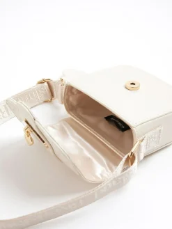 Sale River Island Cream Girls Monogram Heartlock Bag