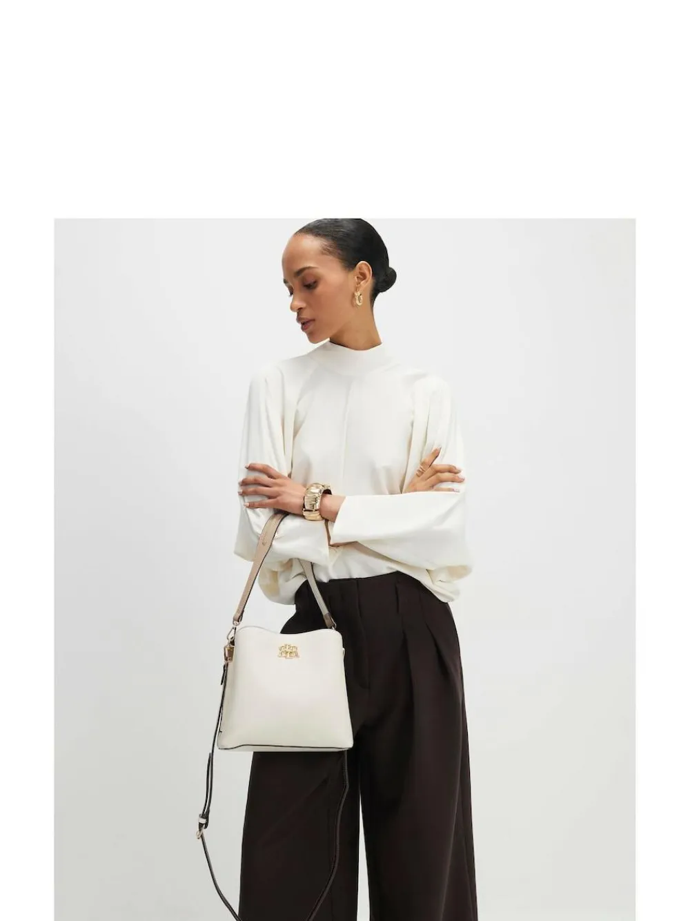 Best River Island Cream Lock Front Bucket Bag