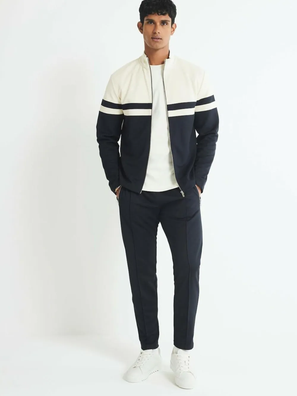 River Island Cream Slim Fit Blocked Shacket^ Blazers & Formal Jackets|Coats & Jackets