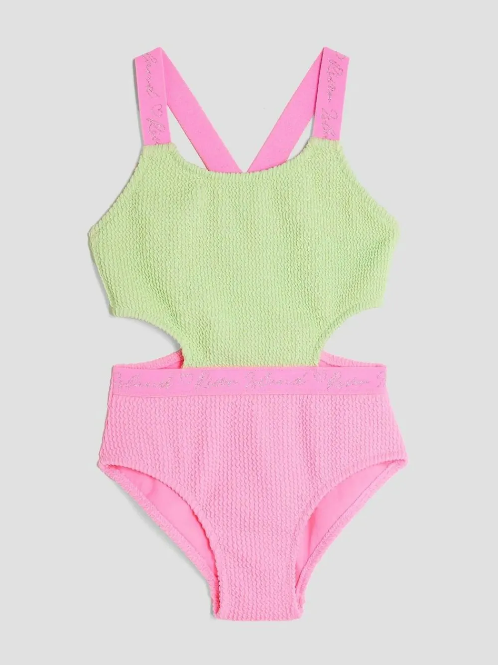 River Island Green Girls Elastic Colour Block Swimsuit^ Swimwear