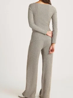 Clearance River Island Grey Texture Wide Leg Relaxed Bottoms