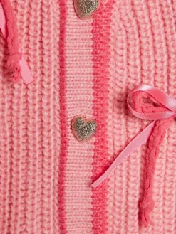 River Island Pink 3D Heart & Bow Cardigan^ Knitwear|Knitwear