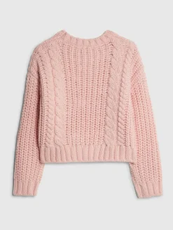 Hot River Island Pink Flower Embroidered Cable Jumper