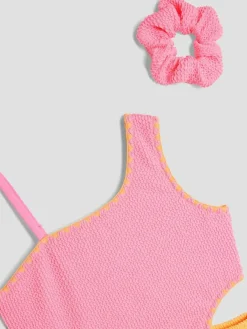 River Island Pink Girls Blocked Textured Swimsuit^ Swimwear