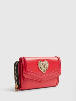 River Island Red Heart Panelled Zip Around Purse^Women Purses