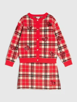 River Island Red Tartan Sequin Cardigan & Skirt Set^ Shorts & Skirts