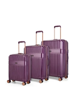 Outlet Rock Luggage Selene 3 Piece Suitcase Set Purple