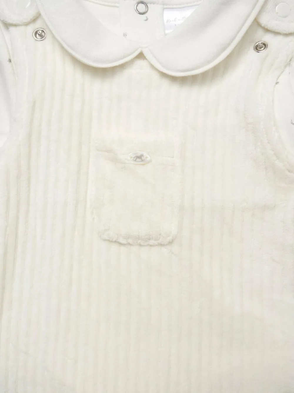 New Rock-A-Bye Baby Boutique Baby Velour White Dungarees and Bodysuit Set
