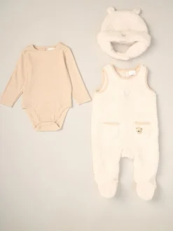 Best Rock-A-Bye Baby Boutique Baby Borg White Dungarees Bodysuit and Hat Set 3 Piece