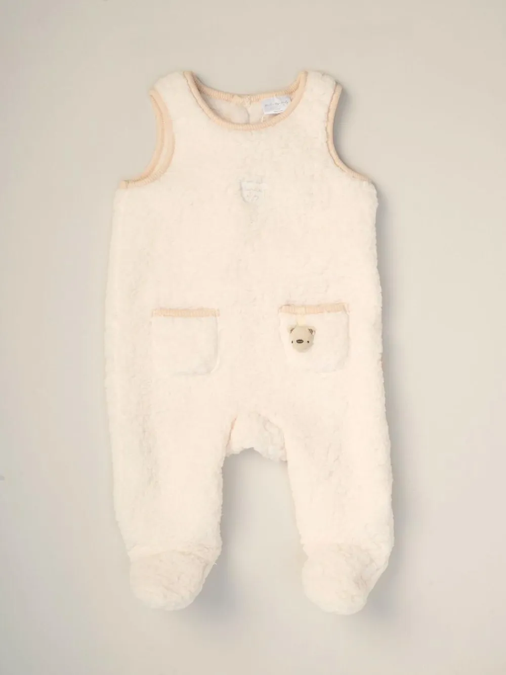 Best Rock-A-Bye Baby Boutique Baby Borg White Dungarees Bodysuit and Hat Set 3 Piece