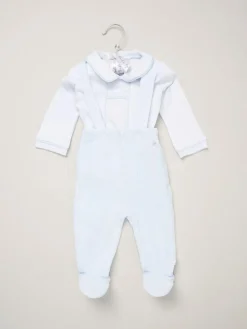 Rock-A-Bye Baby Boutique Baby Blue Velour Dungaree Trousers and Shirt Set^BOY Shirts