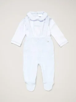 Rock-A-Bye Baby Boutique Baby Blue Velour Dungaree Trousers and Shirt Set^BOY Shirts