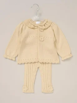 Clearance Rock-A-Bye Baby Boutique Baby Knit White Cardigan and Leggings Set