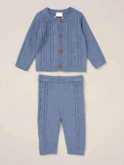 Rock-A-Bye Baby Boutique Blue True Knit Cardigan, Trousers Outfit Set^BOY Knitwear|Knitwear