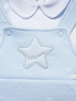 New Rock-A-Bye Baby Boutique Blue Baby Quilted Dungarees and T-Shirt Set