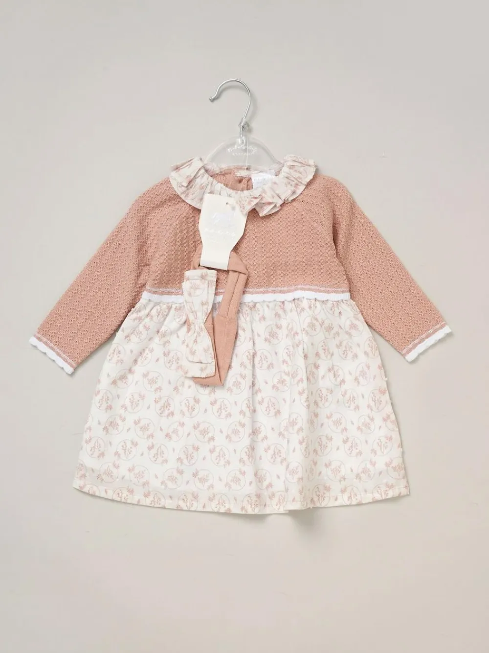 Rock-A-Bye Baby Boutique Pink True Knit Woven Dress & Headband Outfit Set^ Dresses