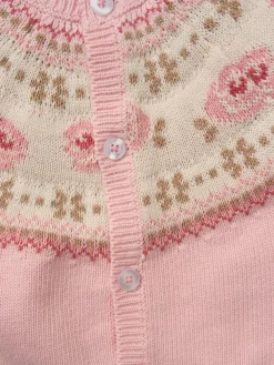 Rock-A-Bye Baby Boutique Pink True Knit Fairisle Pattern Cardigan And Trousers Outfit Set^ Knitwear & Sweaters|Knitwear