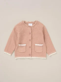 Outlet Rock-A-Bye Baby Boutique Pink Cardigan Woven Dobby Shorts Headband and Tights Outfit Set