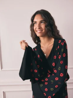 Best Rockett St George Black/Red Lips Jersey Robe