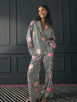 Rockett St George Black/White Flower Power Tie Side Pyjamas